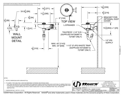 HAWS - AXION MSR 7260B-7270B Wall-Mounted Eye/Face Wash