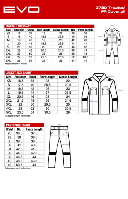 EVO - Treated FR Coverall G720, Ripstop Flame Retardant Cotton Fabric, 245 GSM